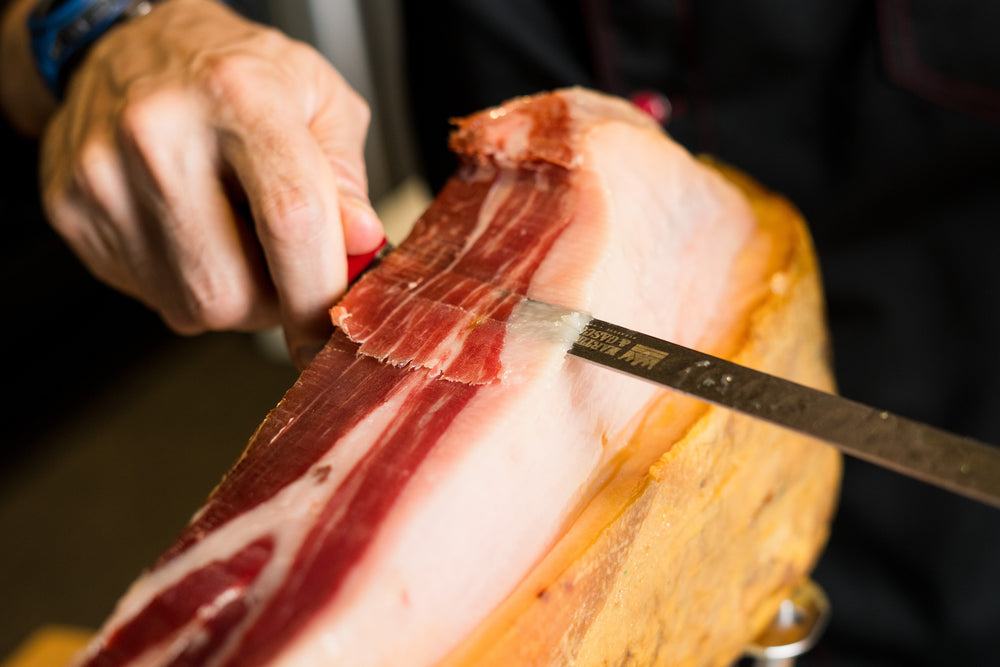 
                  
                    Acorn fed 100% Ibérico Ham / Jamon de Bellota 100% Iberico ("Pata Negra"). All natural.
                  
                