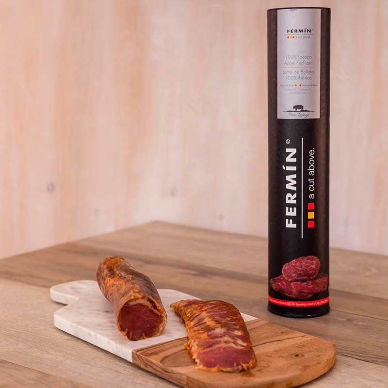 
                  
                    Acorn fed (bellota) 100% Iberico loin (lomo). Whole piece. Gourmet packaging
                  
                